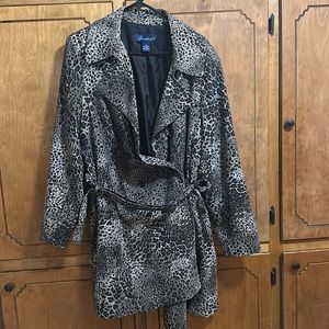 Gray Belted Leopard Coat